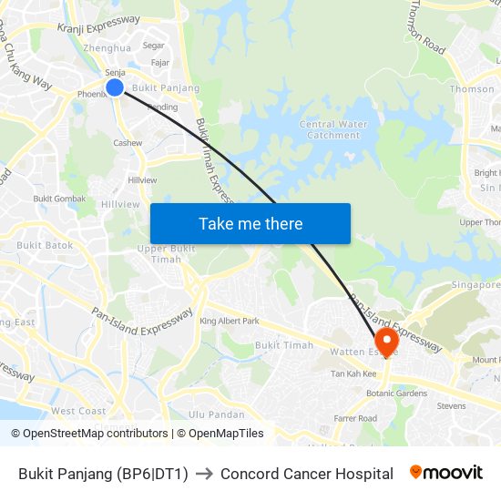 Bukit Panjang (BP6|DT1) to Concord Cancer Hospital map