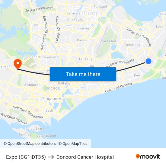 Expo (CG1|DT35) to Concord Cancer Hospital map