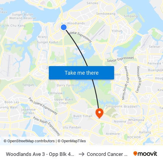 Woodlands Ave 3 - Opp Blk 402 (46499) to Concord Cancer Hospital map