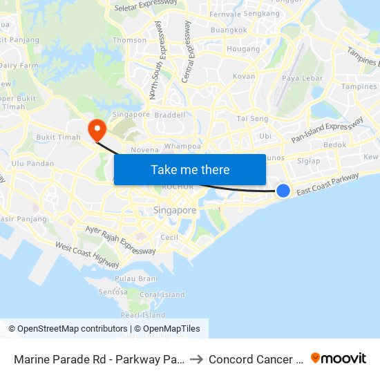 Marine Parade Rd - Parkway Parade (92049) to Concord Cancer Hospital map