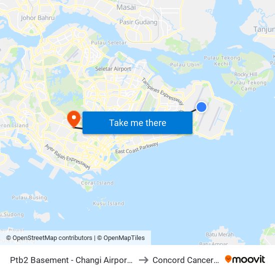 Ptb2 Basement - Changi Airport Ter 2 (95129) to Concord Cancer Hospital map