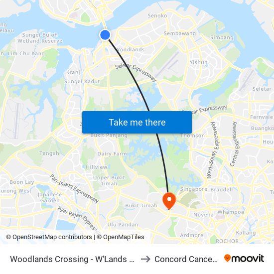 Woodlands Crossing - W'Lands Checkpt (46109) to Concord Cancer Hospital map