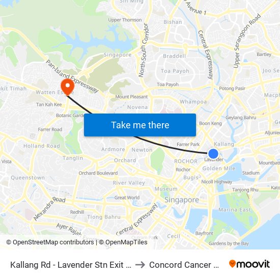 Kallang Rd - Lavender Stn Exit B (01311) to Concord Cancer Hospital map