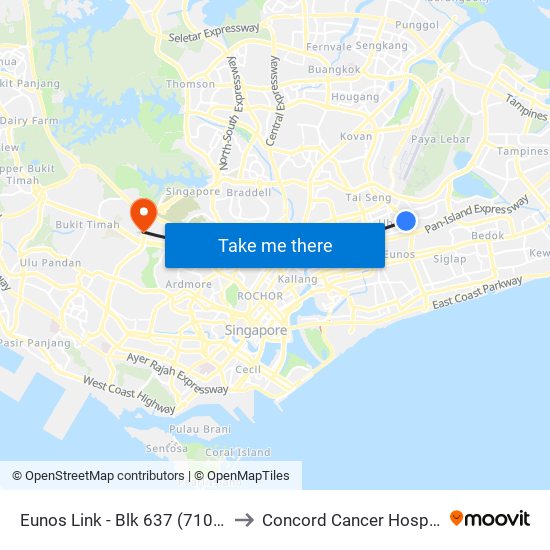 Eunos Link - Blk 637 (71091) to Concord Cancer Hospital map