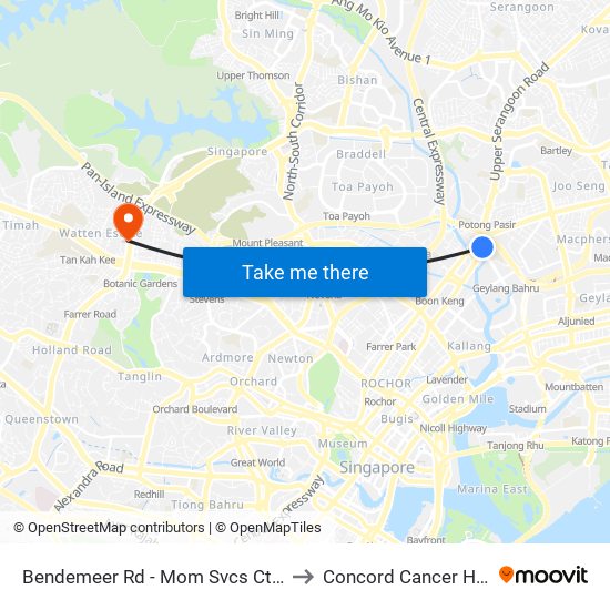 Bendemeer Rd - Mom Svcs Ctr (60179) to Concord Cancer Hospital map