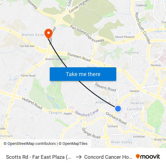 Scotts Rd - Far East Plaza (09219) to Concord Cancer Hospital map