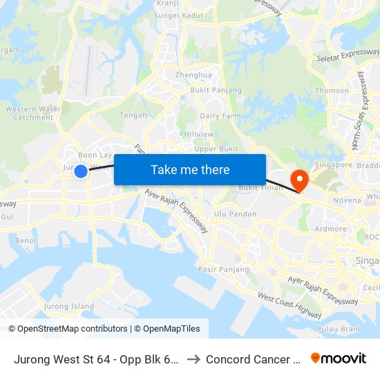Jurong West St 64 - Opp Blk 662c (22499) to Concord Cancer Hospital map