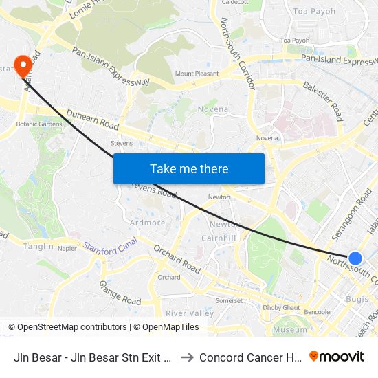 Jln Besar - Jln Besar Stn Exit A (07529) to Concord Cancer Hospital map