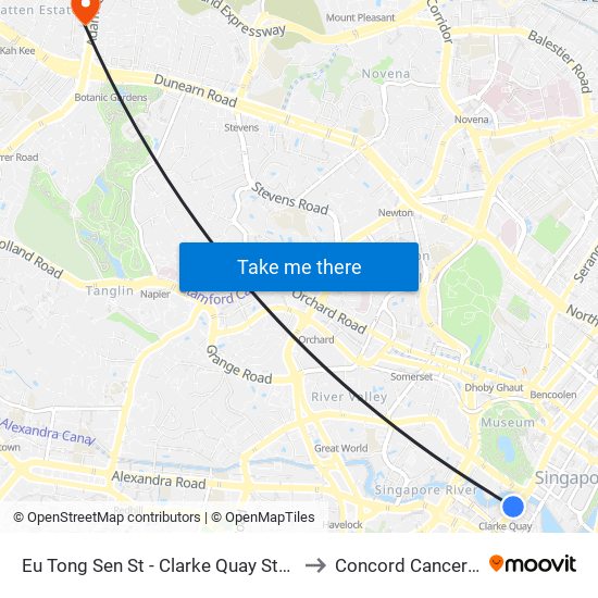 Eu Tong Sen St - Clarke Quay Stn Exit E (04222) to Concord Cancer Hospital map
