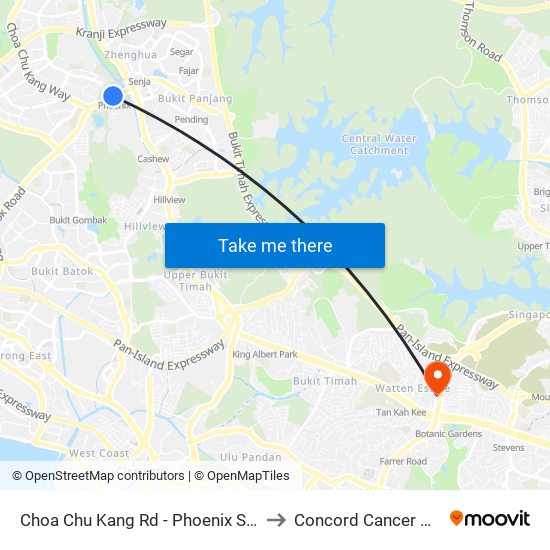 Choa Chu Kang Rd - Phoenix Stn (44141) to Concord Cancer Hospital map