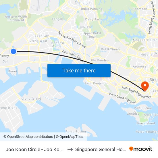 Joo Koon Circle - Joo Koon Int (24009) to Singapore General Hospital (SGH) map