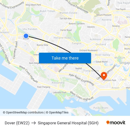 Dover (EW22) to Singapore General Hospital (SGH) map