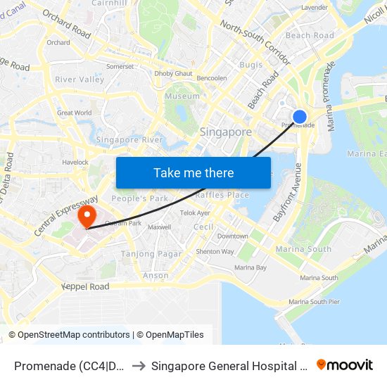 Promenade (CC4|DT15) to Singapore General Hospital (SGH) map