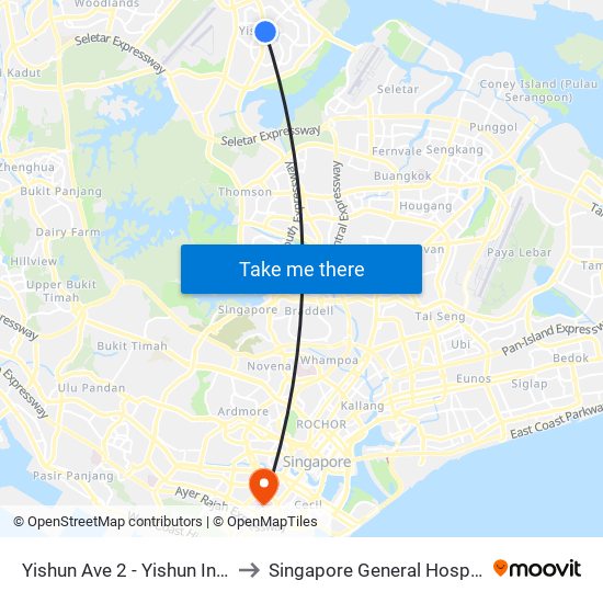 Yishun Ave 2 - Yishun Int (59009) to Singapore General Hospital (SGH) map