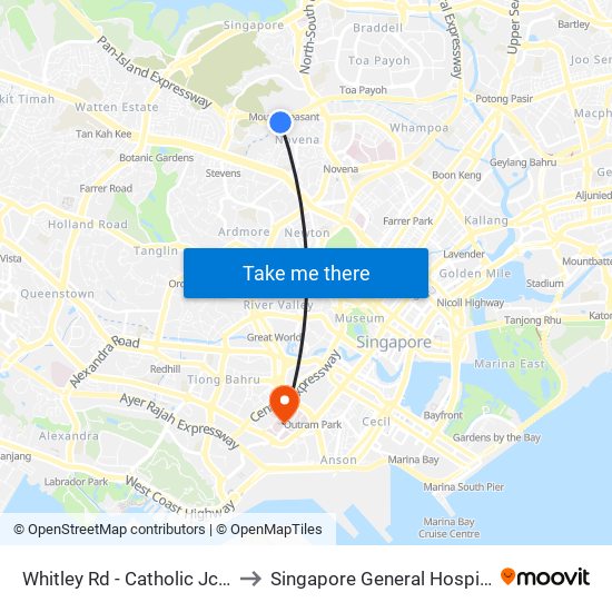 Whitley Rd - Catholic Jc (51099) to Singapore General Hospital (SGH) map