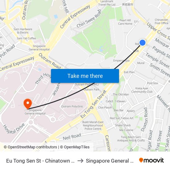 Eu Tong Sen St - Chinatown Stn Exit C (05013) to Singapore General Hospital (SGH) map