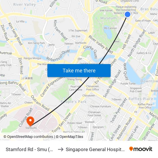 Stamford Rd - Smu (04121) to Singapore General Hospital (SGH) map