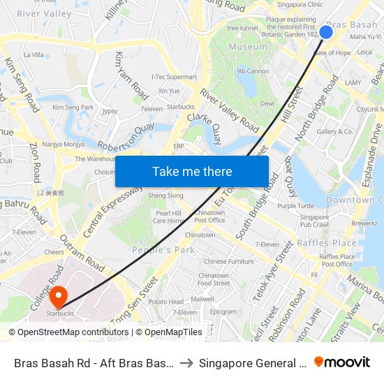 Bras Basah Rd - Aft Bras Basah Stn Exit A (04179) to Singapore General Hospital (SGH) map