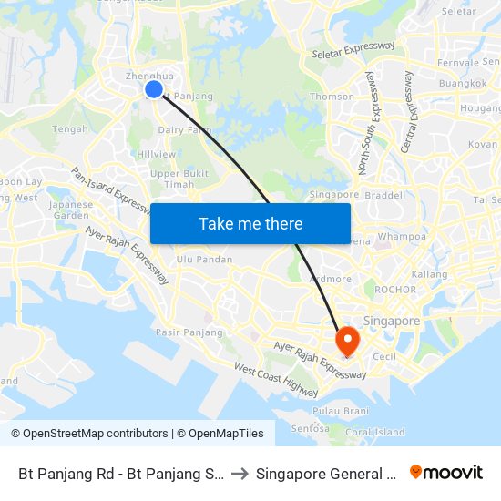 Bt Panjang Rd - Bt Panjang Stn/Blk 604 (44251) to Singapore General Hospital (SGH) map