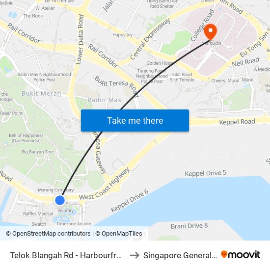 Telok Blangah Rd - Harbourfront Stn/Vivocity (14141) to Singapore General Hospital (SGH) map