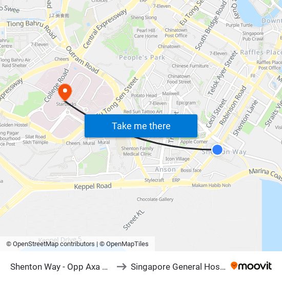 Shenton Way - Opp Axa Twr (03217) to Singapore General Hospital (SGH) map