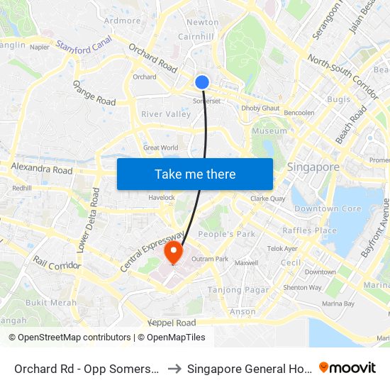 Orchard Rd - Opp Somerset Stn (09038) to Singapore General Hospital (SGH) map