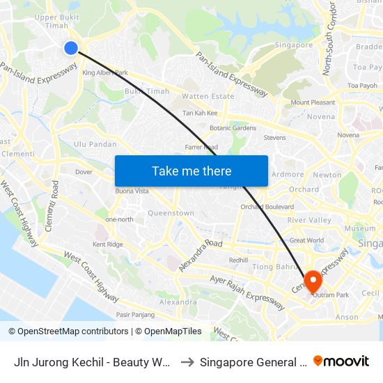 Jln Jurong Kechil - Beauty World Stn Exit C (42151) to Singapore General Hospital (SGH) map