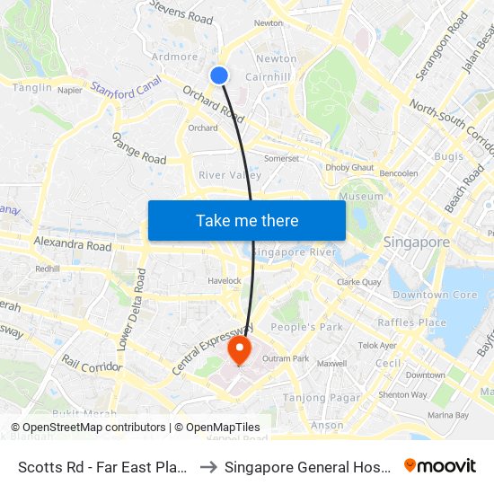 Scotts Rd - Far East Plaza (09219) to Singapore General Hospital (SGH) map