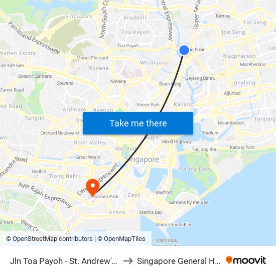 Jln Toa Payoh - St. Andrew's Village (60081) to Singapore General Hospital (SGH) map