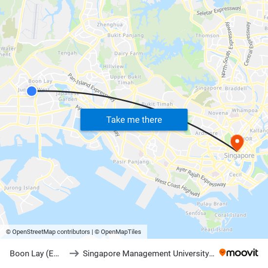 Boon Lay (EW27) to Singapore Management University (SMU) map