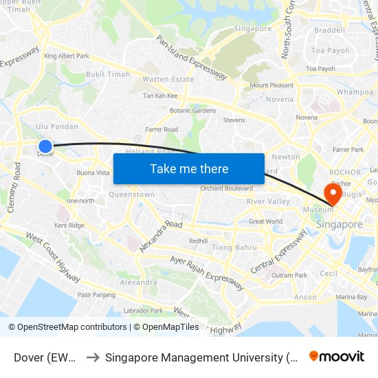 Dover (EW22) to Singapore Management University (SMU) map