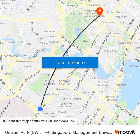 Outram Park (EW16|NE3) to Singapore Management University (SMU) map