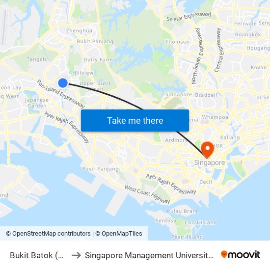 Bukit Batok (NS2) to Singapore Management University (SMU) map