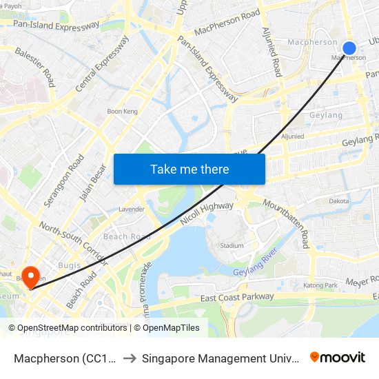 Macpherson (CC10|DT26) to Singapore Management University (SMU) map