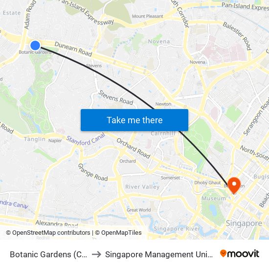 Botanic Gardens (CC19|DT9) to Singapore Management University (SMU) map