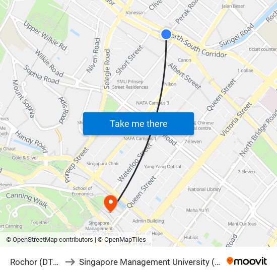 Rochor (DT13) to Singapore Management University (SMU) map