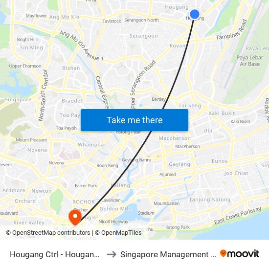 Hougang Ctrl - Hougang Ctrl Int (64009) to Singapore Management University (SMU) map