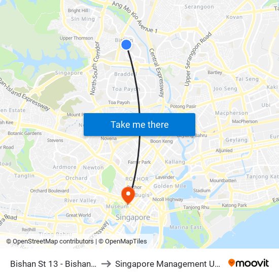 Bishan St 13 - Bishan Int (53009) to Singapore Management University (SMU) map