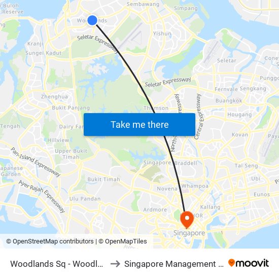 Woodlands Sq - Woodlands Int (46009) to Singapore Management University (SMU) map