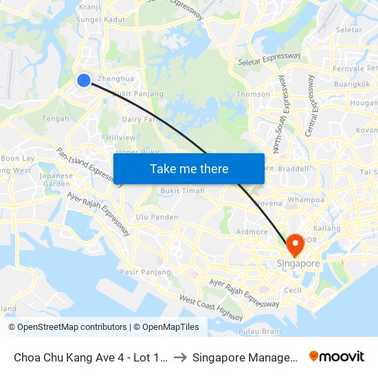 Choa Chu Kang Ave 4 - Lot 1/Choa Chu Kang Stn (44539) to Singapore Management University (SMU) map