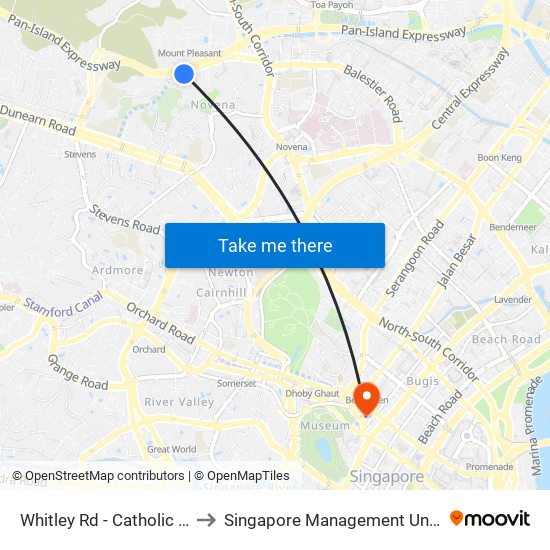 Whitley Rd - Catholic Jc (51099) to Singapore Management University (SMU) map