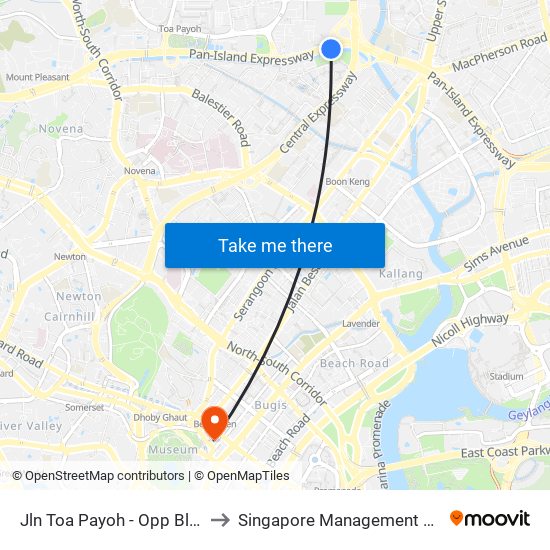 Jln Toa Payoh - Opp Blk 195 (52089) to Singapore Management University (SMU) map