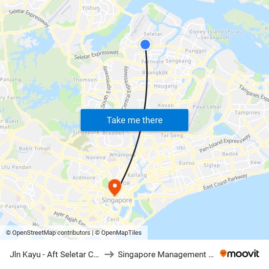 Jln Kayu - Aft Seletar Camp G (68119) to Singapore Management University (SMU) map