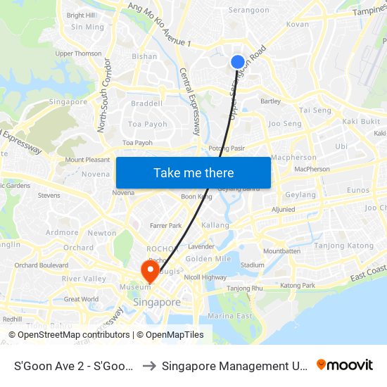 S'Goon Ave 2 - S'Goon Int (66009) to Singapore Management University (SMU) map