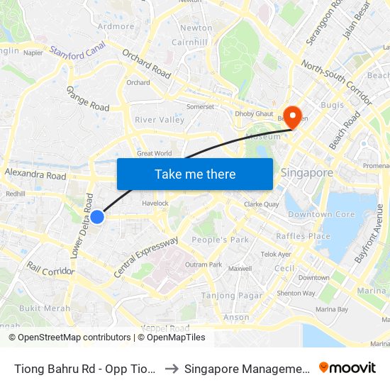 Tiong Bahru Rd - Opp Tiong Bahru Stn (10161) to Singapore Management University (SMU) map