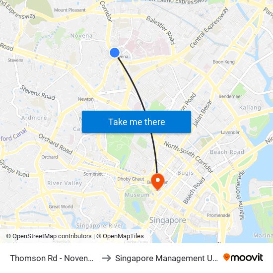 Thomson Rd - Novena Stn (50038) to Singapore Management University (SMU) map