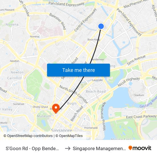 S'Goon Rd - Opp Bendemeer Pr Sch (60141) to Singapore Management University (SMU) map