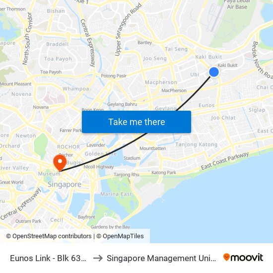 Eunos Link - Blk 637 (71091) to Singapore Management University (SMU) map