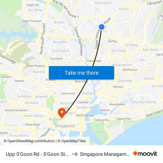 Upp S'Goon Rd - S'Goon Stn Exit A/Blk 413 (62139) to Singapore Management University (SMU) map