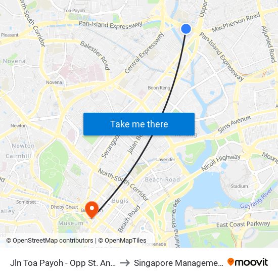 Jln Toa Payoh - Opp St. Andrew's Village (60089) to Singapore Management University (SMU) map